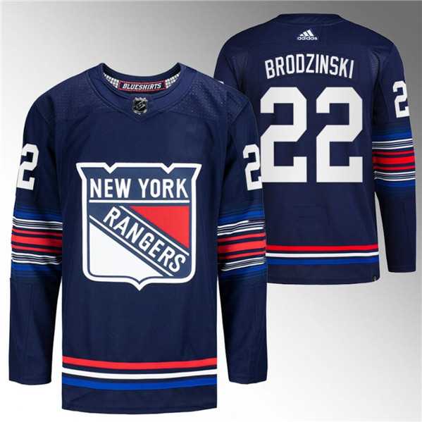 Men%27s New York Rangers #22 Jonny Brodzinski Navy Stitched Jersey Dzhi